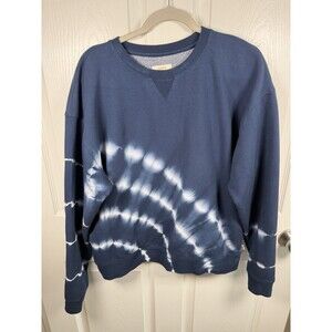 Roark Women's Sweatshirt Shibori Fleece Sweatshirt Tie Dye Deep Blue Size L